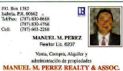 MANUEL M PEREZ REALTY & ASSOC., MANUEL M. PEREZ SANTIAGO LIC. 6237 Puerto Rico