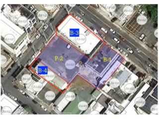 5 buildings and parking in Santurce Ward
