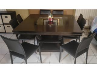 Juego comedor 8 sillas leather usado