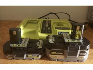 2 Baterias Ryobi 18V 6AH y 4AH y cargador