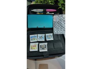 3ds azul con 5 juegos