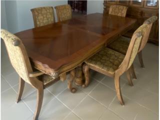 MESA DE COMEDOR DE MADERA CON 6 SILLAS