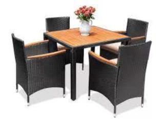 Comedor marron 5 pcs tope en madera acacia, Puerto Rico