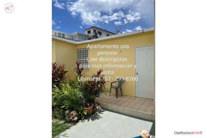 Apt. Casita una persona incluye agua y luz