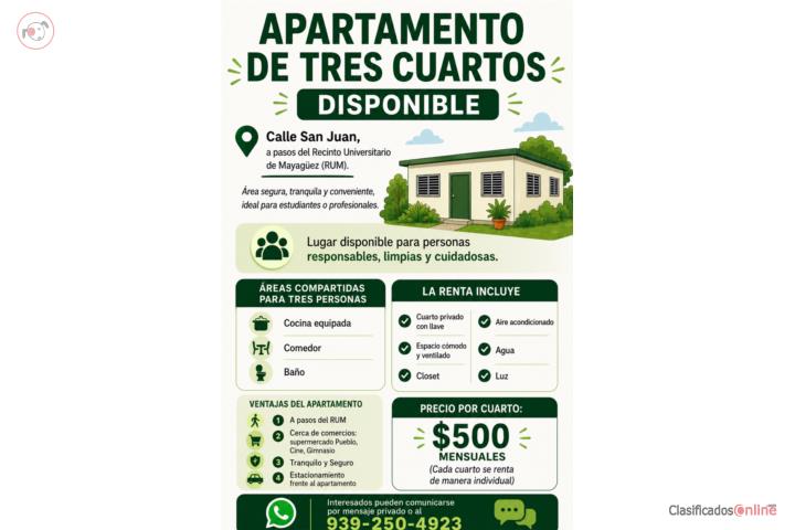A PASOS DEL RUM $500 URB LA RIVIERAS