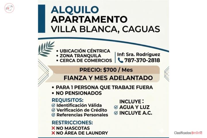 Villa Blanca Incluye Agua y Luz