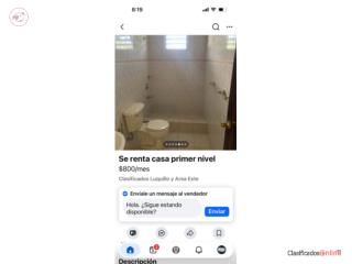 Se Renta casa primer nivel