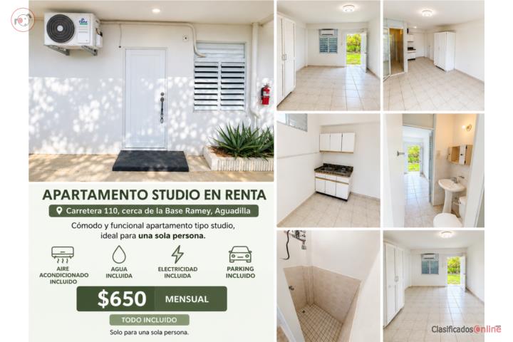 Alquiler Studio $650 con agua, luz, AC