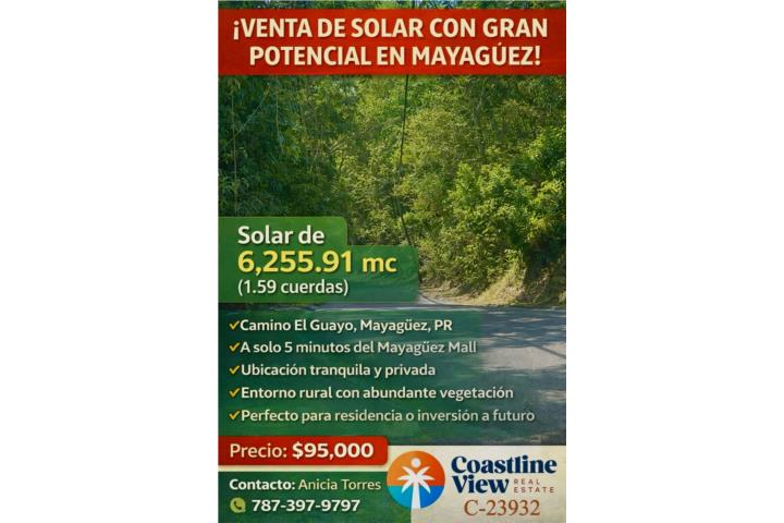 ¡TERRENO CON GRAN POTENCIAL EN MAYAGÜEZ!