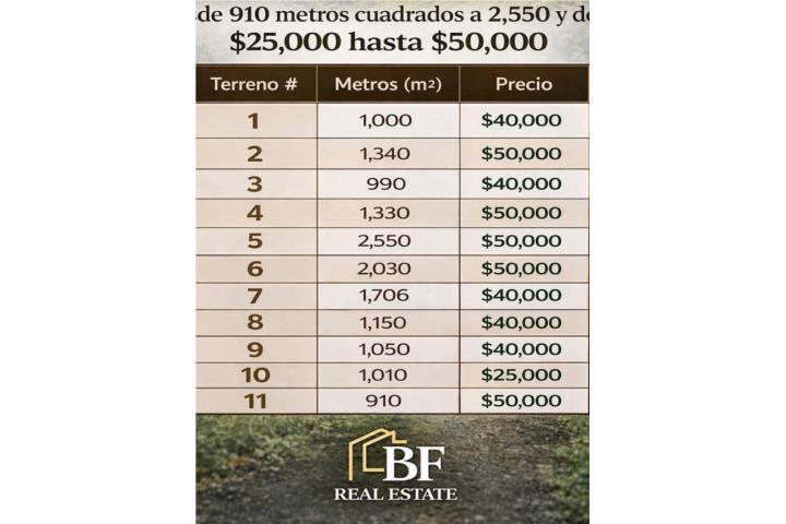 TERRENO DISPONIBLE  910 m²
