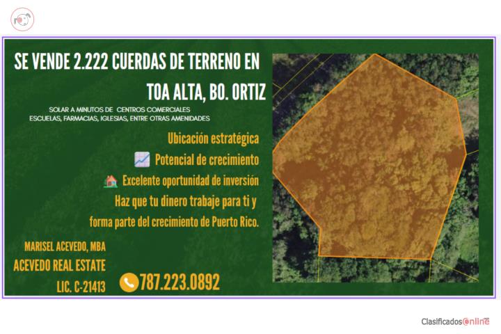 Se Vende Solar 2.222 cuerdas