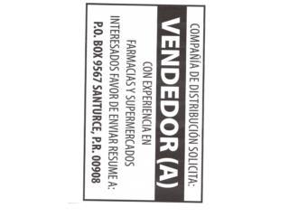 SE BUSCA VENDEDOR AREA METRO