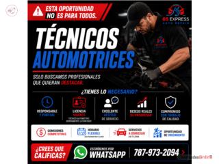 Técnicos automotrices con herramientas y horario flexible