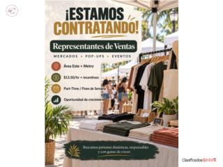 REP. DE VENTAS MERCADOS/EVENTOS $13.50/hr + Bonos