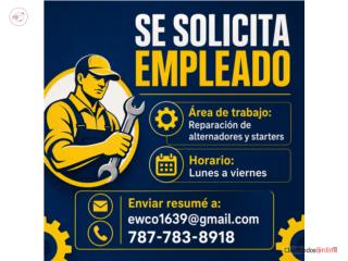SE SOLICITA REPARADOR DE STARTER Y ALTERNADOR