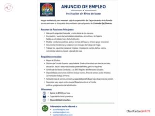 Oportunidad de Empleo –Cuidador Varones 12a17años