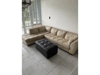 Sofa de cuero sectional crema