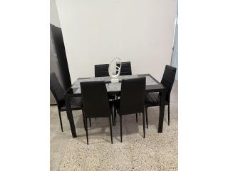 Juego comedor negro de 6 silla 