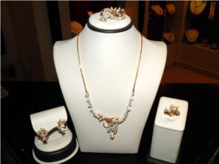 SET ANTIGUO ORO 18K PERLAS, DIAMANTES