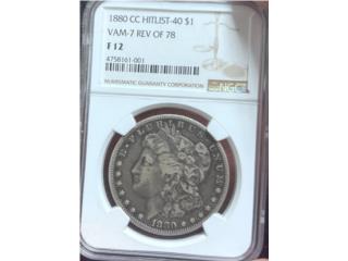 Dlar Morgan 1880-CC Certificado F-12 $375, Puerto Rico