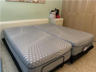 2 mattress twin, bases ajustables, como nuevo