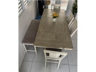 Juego alto comedor, mesa expandible con banco, Puerto Rico