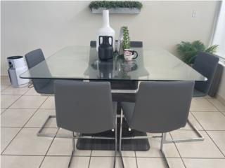 Mesa de comedor en cristal con 6 sillas  Puerto Rico