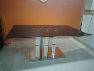 Sofá y mesa de comedor de cristal 