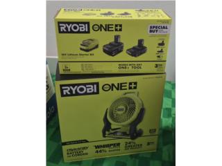 Abanico Ryobi recargable con 2 baterias $150