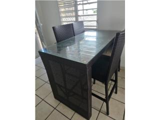 Juego de comedor 4 sillas alto en Rattan