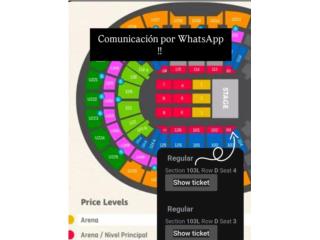 Bad Bunny jul26 103L Row D tickets. Seat #3&4, Puerto Rico