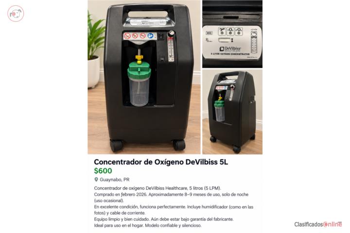 Concentrador de Oxigeno 5 litros, Puerto Rico