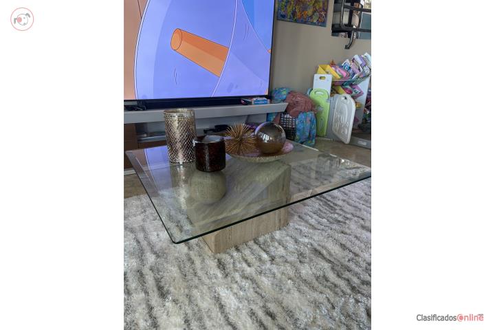 Mesa de Centro Cristal - Base Mármol, Puerto Rico