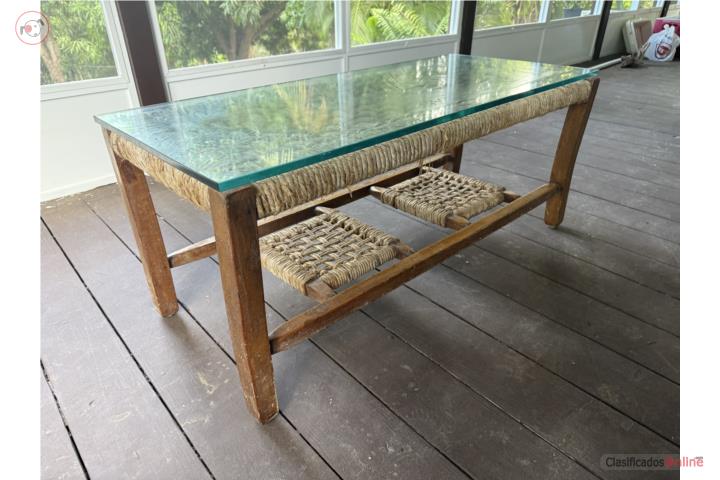 Mesa de centro madera y cañamo, Puerto Rico
