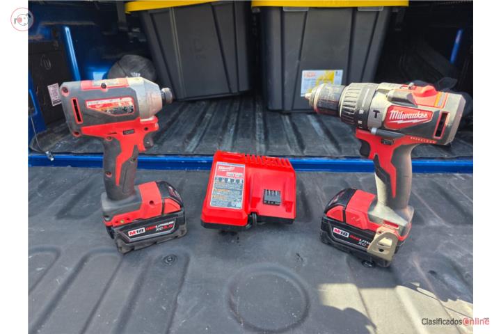 Combo taladros Milwaukee V18 con baterias, Puerto Rico
