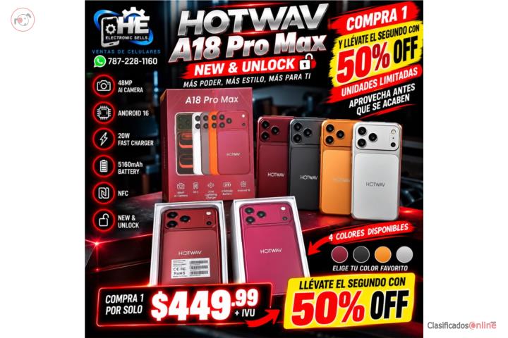HOTWAV A18 Pro Max Nuevo Desbloqueado, Puerto Rico