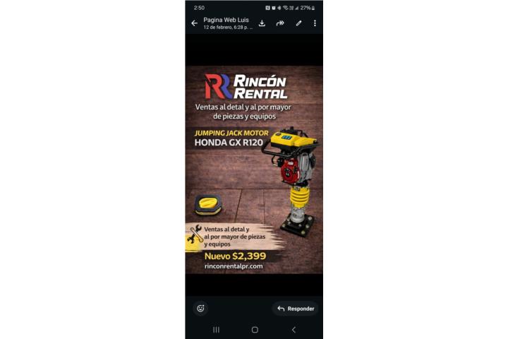 Tamping  Rammer nuevo, Puerto Rico