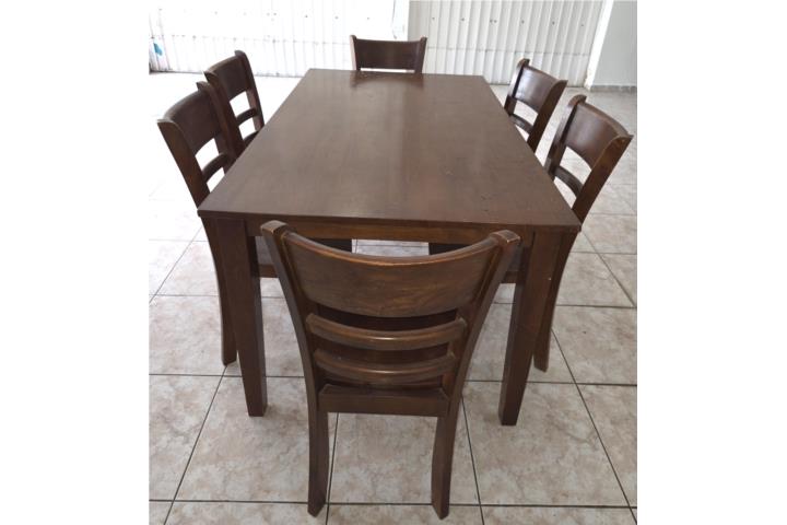 Juego de comedor 7 piezas madera sólida $125, Puerto Rico