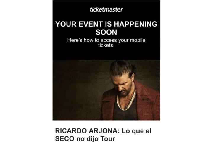 2 taquillas Ricardo Arjona/Madison Square Gar