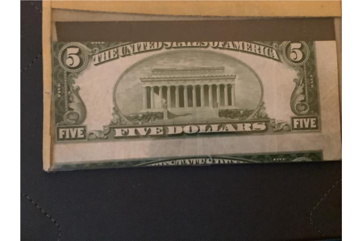 1953 US $5 Dollar Bill with Misaligned Lincoln Memorial Error