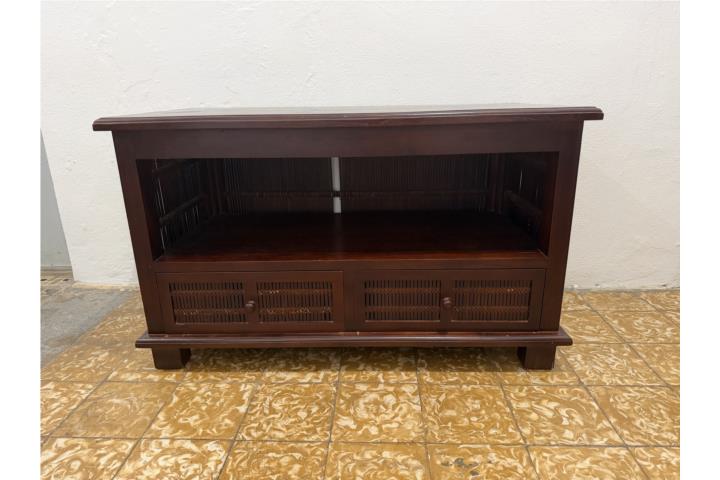 Consola de TV de Madera Sólida con Dos Gavetas y Estantes Abiertos - 44"x22"x26" - $60