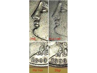 1893-S SILVER MORGAN DOLLAR ORIGINAL Y COPIA