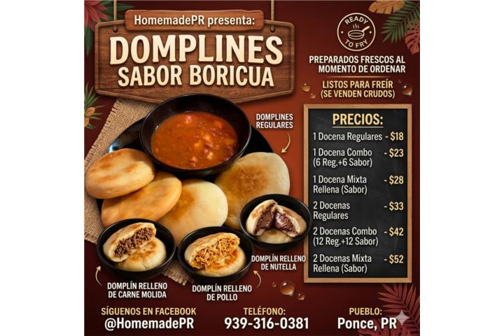 Domplines Artesanales listos para freir, Puerto Rico