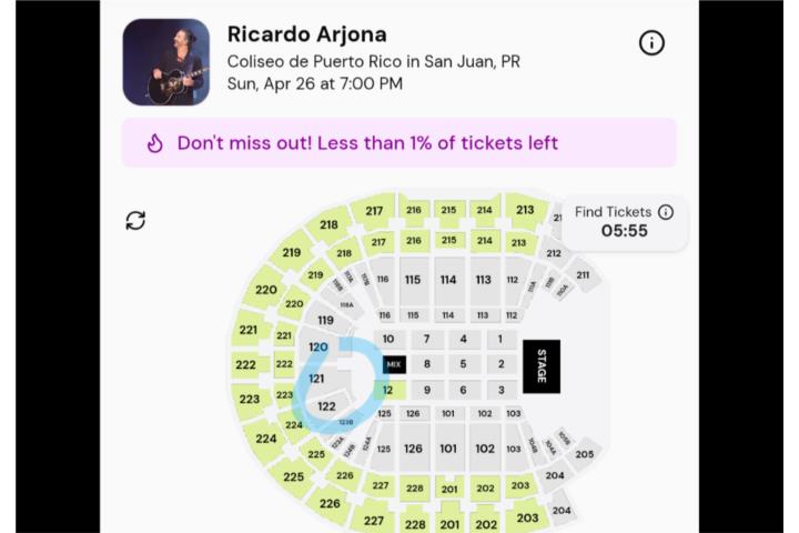 Boleto para Concierto de Ricardo Arjona, Puerto Rico