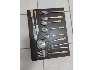 Set de cubiertos acero inoxidable dorado 