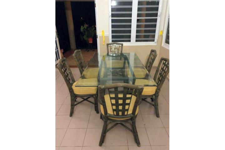 Juego de comedor de 6 sill en ratan y hierro , Puerto Rico