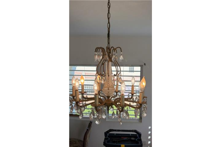 lampara Estilo Arana Vintage Bronce y Cristal, Puerto Rico