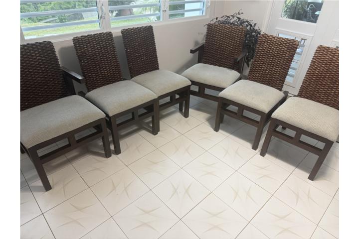 Sillas de comedor (6) madera sólida , Puerto Rico