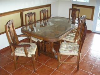 Comedor Tallado Madera Rustico @ Tope cristal, Puerto Rico