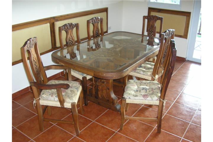 Comedor Tallado Madera Rustico @ Tope cristal, Puerto Rico